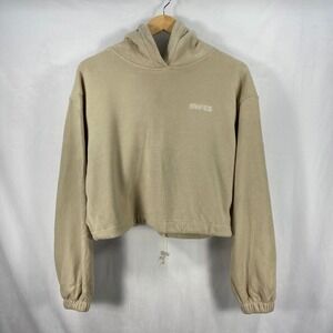 Snipes Polar Fleece Oversized Cropped Hoodie Beige Womens Size Small